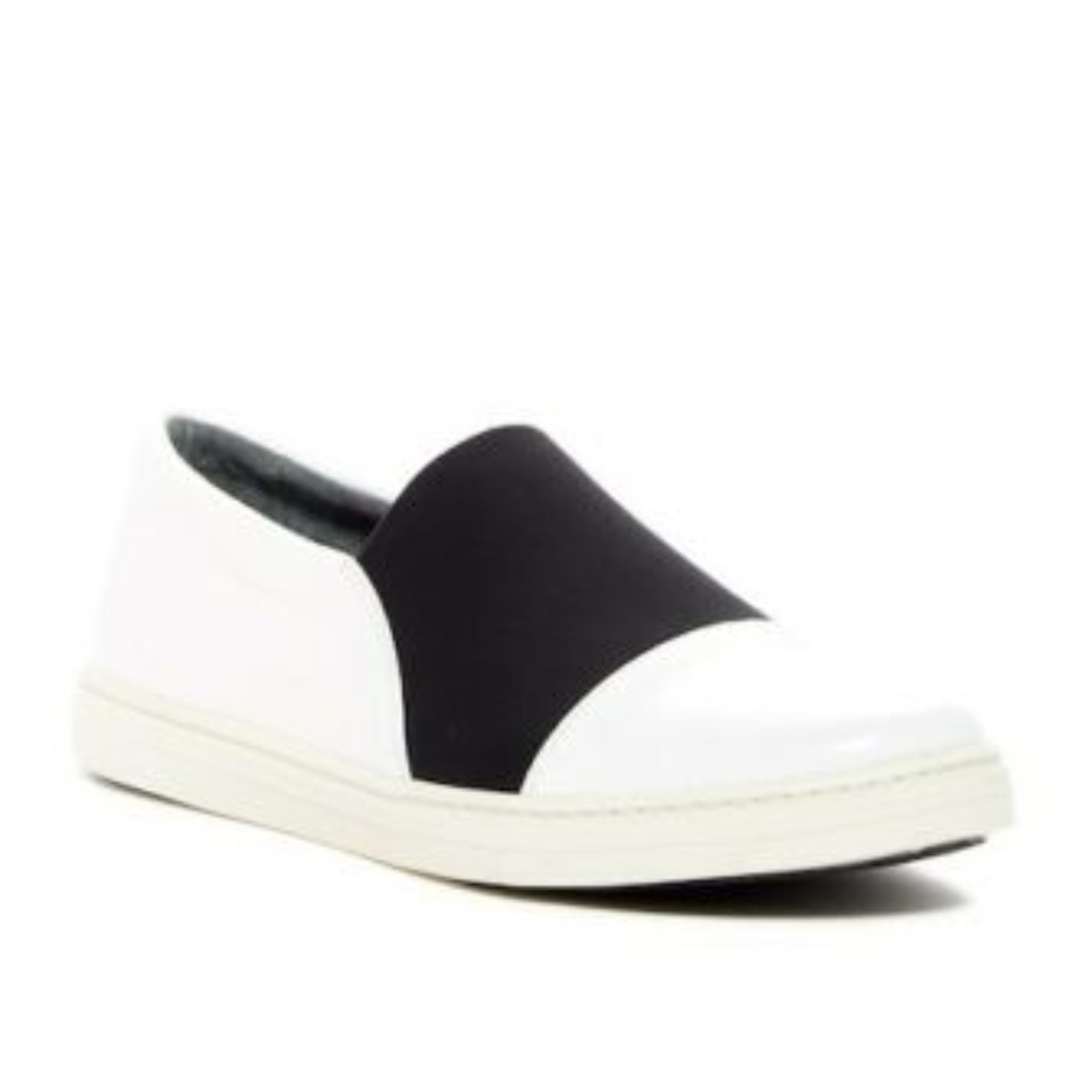 Women's Black and White Slip-On Sneakers